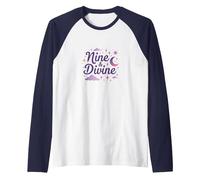Nine & Divine: Celestial Magic for Dreamers Raglan Baseball Tee, Men, Navy/White, M