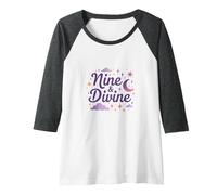Nine & Divine: Celestial Magic for Dreamers Raglan Baseball Tee, Women, Dark Heather/White, S
