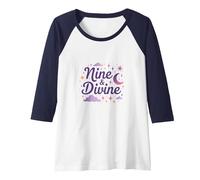 Nine & Divine: Celestial Magic for Dreamers Raglan Baseball Tee, Women, Navy/White, XL