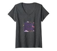 Nine & Divine: Celestial Magic for Dreamers V-Neck T-Shirt, Women, Dark Heather Grey, XXL