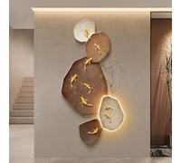 Nine Fish Feng Shui Wall Art, 3D LED Illuminated Traditional Chinese Painting for Entrance Porch Decor