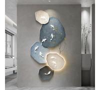 Nine Fish Feng Shui Wall Art, 3D LED Illuminated Traditional Chinese Painting for Entrance Porch Decor