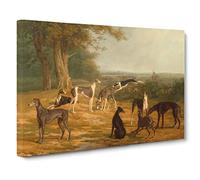 Nine Greyhounds Vol.1 By Jacques Laurent Agasse Canvas Print | Gallery Wrapped 30mm Frame Wall Art | 20x14 inches | Ready to Hang | Classic Picture | Living Room Bedroom Lounge Office