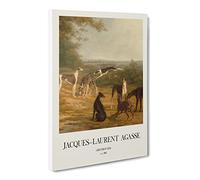 Nine Greyhounds Vol.1 By Jacques Laurent Agasse Canvas Print | Gallery Wrapped 30mm Frame Wall Art | 24x16 inches | Ready to Hang | Classic Picture | Living Room Bedroom Lounge Office
