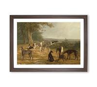 Nine Greyhounds Vol.1 by Jacques-Laurent Agasse Framed Print | A2 Walnut Framed Wall Art | Ready to Hang | Modern Nature Picture | Living Room Bedroom Lounge Office