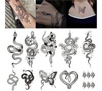 Nine-headed Medusa Herbal Flower Arm Snake Temporary Tattoo, Semi-permanent Waterproof And Rub-proof Arm Fake Tattoos(A-10pcs)