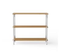 NINE Inline Bookcase w. 3 Shelves Oak/Stainless Steel