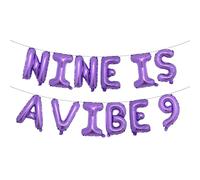 Nine Is A Vibe Birthday Decorations Groovy 9th Birthday Party Supplies Nine Balloon Hippie Banner Decor Retro Decor for Nine Years Old Girl (NINE IS A VIBE 9 Purple)