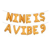 Nine Is A Vibe Birthday Decorations Groovy 9th Birthday Party Supplies Nine Balloon Hippie Banner Decor Retro Decor for Nine Years Old Girl (NINE IS A VIBE 9 Orange)