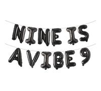 Nine Is A Vibe Birthday Decorations Groovy 9th Birthday Party Supplies Nine Balloon Hippie Banner Decor Retro Decor for Nine Years Old Girl (NINE IS A VIBE 9 Black)