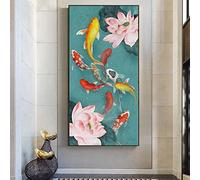 Nine Koi Fish Painting Canvas Art Prints and Poster Modern Chinese Style Wall Mural for Office Decoration Paintings 100x50cm Frameless