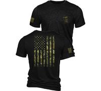 Nine Line American Camo Flag T-Shirt - Symbol of Freedom, Patriotic Shirt America Flag, Veteran-Owned Apparel, Made in USA, Charcoal Black, XL