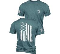 Nine Line American Flag T-Shirt for Men, USA Made Patriotic Shirt, Light Blue, Medium