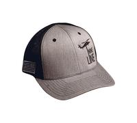 Nine Line Snapback Dropline Hat - Adjustable Baseball Cap with Mesh - Embroidered American Flag and NL Dropline, Heathergray/Black, One size