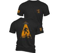 Nine Line UFO Squatch Triblend T-Shirt - Unisex Patriotic Shirt - Dropline Logo and American Flag on Sleeve, Black, Large