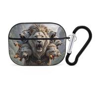 Nine Lions AirPod Pro Case, Anti Scratch Hard PC Cover with Keychain, AirPod Pro 2nd/1st Case Accessories for Women Men, Black-Style