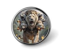 Nine Lions Round Badge for Men Women, Durable & Stylish Lapel Pins, Lightweight Metal Badges for Shirts, Jackets, Hats