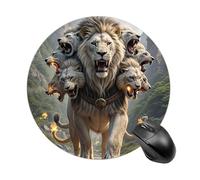Nine Lions Round Mouse Pad 7.8 Inch, Portable Gaming Mouse Mat with Non-Slip Rubber Base & Smooth Surface, Waterproof Mousepad for PC, Laptop, Computer, Office, Home