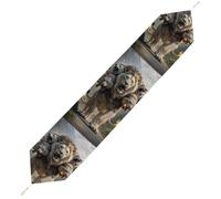 Nine Lions Table Runner for Dining Table, Short Plush Runners Washable & Durable Tablerunner Modern Home Decor for Wedding, Kitchen, Holiday 200*33cm