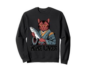 NINE LIVES Feline Kimono Lucky Sushi Fish Meow Mascot Sweatshirt