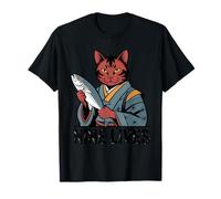 Nine Lives Feline Kimono Lucky Sushi Fish Meow Mascot T-Shirt