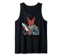 Nine Lives Feline Kimono Lucky Sushi Fish Meow Mascot Tank Top
