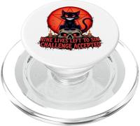 Nine Lives Left To Sin Funny Evil Cat Gothic Design PopSockets PopGrip for MagSafe