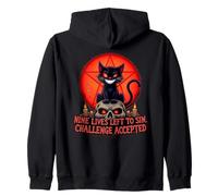 Nine Lives Left To Sin Funny Evil Cat Gothic Design Zip Hoodie