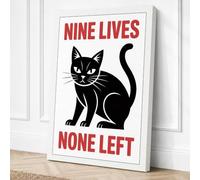 Nine Lives None Left Canvas Wall Art Print 30x20 Inch