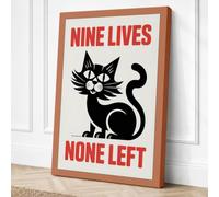 Nine Lives None Left Canvas Wall Art Print 36x24 Inch