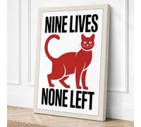 Nine Lives None Left Canvas Wall Art Print 36x24 Inch