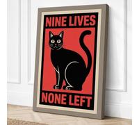 Nine Lives, None Left Graphic Canvas Wall Art Print 18x12 Inch (46 x 30 cm)