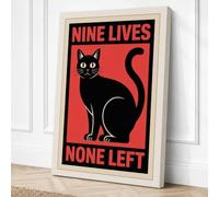 Nine Lives None Left Graphic Canvas Wall Art Print 30x20 Inch