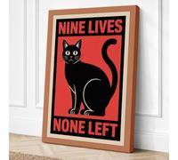 Nine Lives None Left Graphic Canvas Wall Art Print 36x24 Inch
