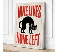 Nine Lives, None Left Retro Canvas Wall Art Print 18x12 Inch (46 x 30 cm)