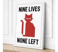 Nine Lives None Left Retro Canvas Wall Art Print 18x12 Inch (46 x 30 cm)