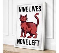 Nine Lives None Left Retro Canvas Wall Art Print 24x16 Inch