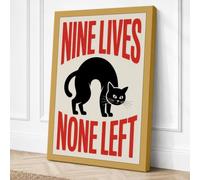 Nine Lives None Left Retro Canvas Wall Art Print 24x16 Inch
