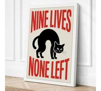 Nine Lives None Left Retro Canvas Wall Art Print 24x16 Inch