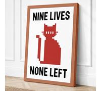 Nine Lives None Left Retro Canvas Wall Art Print 30x20 Inch