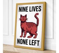 Nine Lives None Left Retro Canvas Wall Art Print 30x20 Inch
