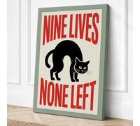 Nine Lives None Left Retro Canvas Wall Art Print 30x20 Inch