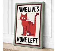 Nine Lives None Left Retro Canvas Wall Art Print 36x24 Inch
