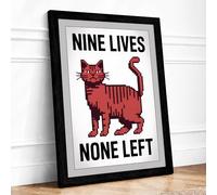 Nine Lives None Left Retro Framed Wall Art Print A1 Black