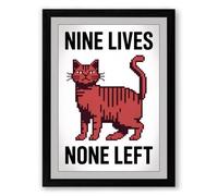 Nine Lives, None Left Retro Framed Wall Art Print A3 (42×29.7cm) Black, Wall Decor for Living Room, Bedroom, Office & Home, Ready to Hang, Art Gift