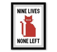 Nine Lives None Left Retro Framed Wall Art Print A3 (42×29.7cm) Black, Wall Decor for Living Room, Bedroom, Office & Home, Ready to Hang, Art Gift