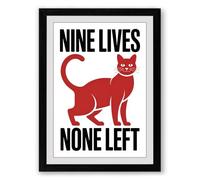 Nine Lives, None Left Typography Framed Wall Art Print A1 (84.1×59.4cm) Black, Wall Decor for Living Room, Bedroom, Office & Home, Ready to Hang, Art Gift