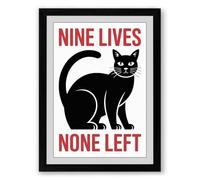 Nine Lives None Left Typography Framed Wall Art Print A1 (84.1×59.4cm) Black, Wall Decor for Living Room, Bedroom, Office & Home, Ready to Hang, Art Gift