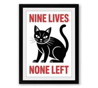 Nine Lives None Left Typography Framed Wall Art Print A2 (59.4×42cm) Black, Wall Decor for Living Room, Bedroom, Office & Home, Ready to Hang, Art Gift