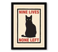 Nine Lives None Left Typography Framed Wall Art Print A3 (42×29.7cm) Black, Wall Decor for Living Room, Bedroom, Office & Home, Ready to Hang, Art Gift